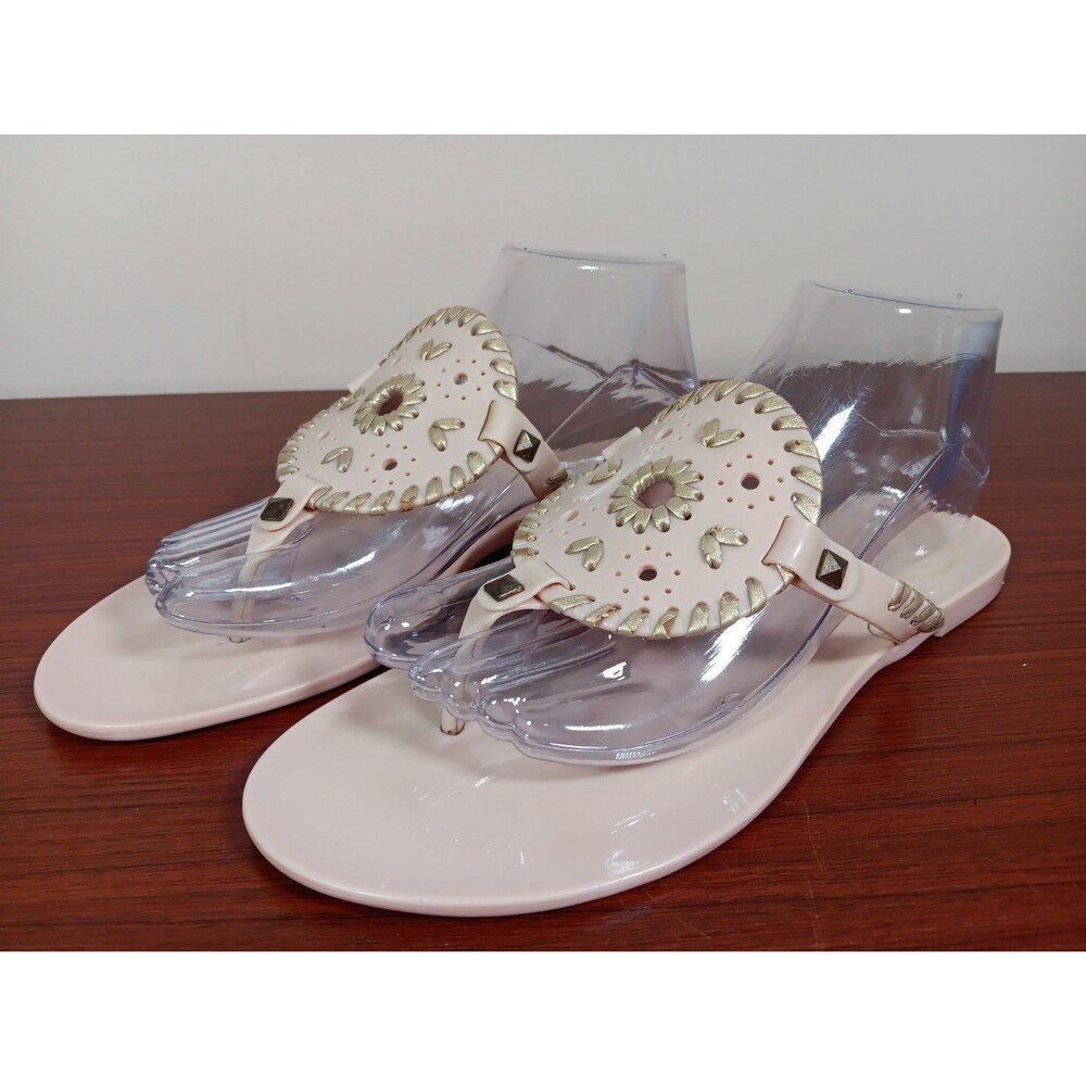 Jack Rogers Georgica Sandal Size 9 Blush Pink Gold Jelly Thong Flip Flop